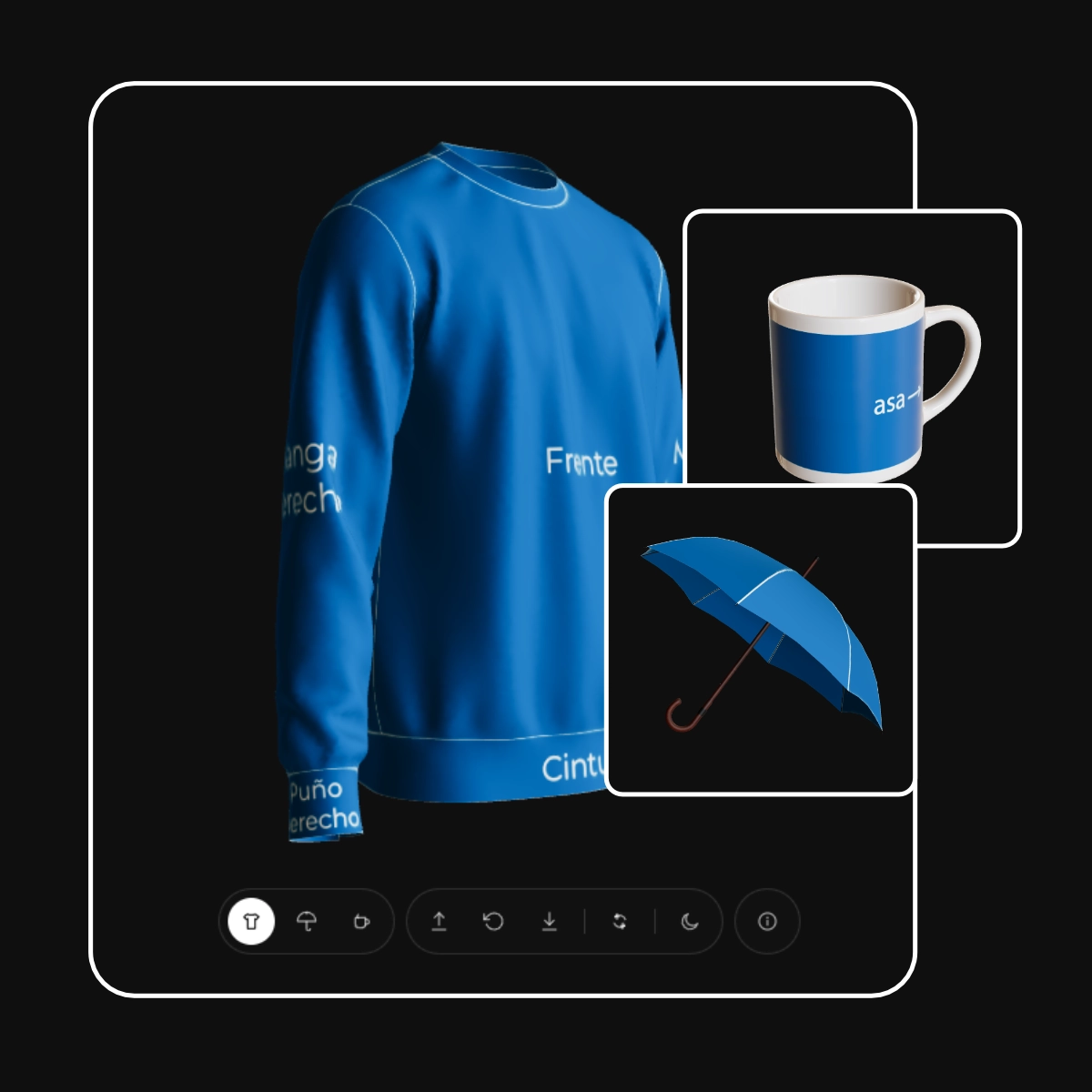 Visor 3D con un buzo, una taza y un paraguas personalizables