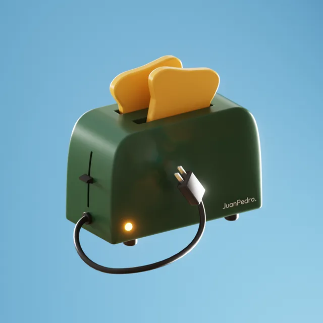 Tostadora verde renderizada en 3D